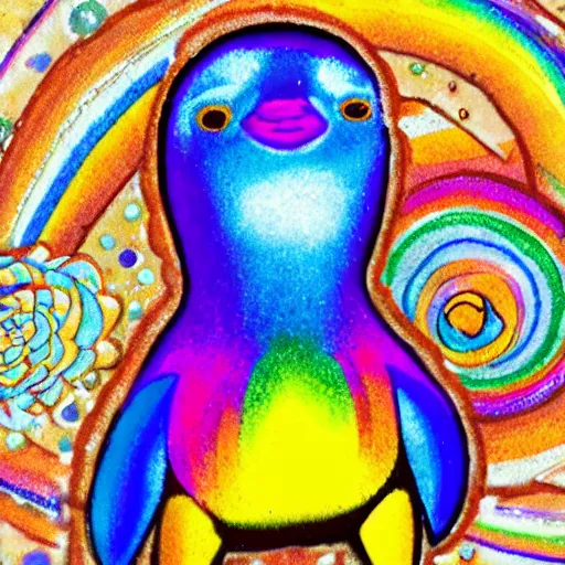 Image similar to rainbow cosmic penguin