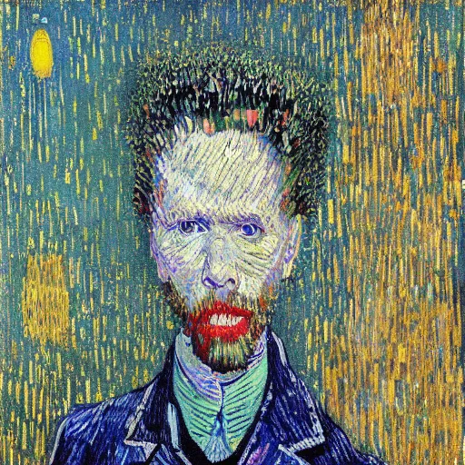 Prompt: artificial intelligence , Robots, nature, humane, painting by van Gogh klimt Jean-Michel Basquiat