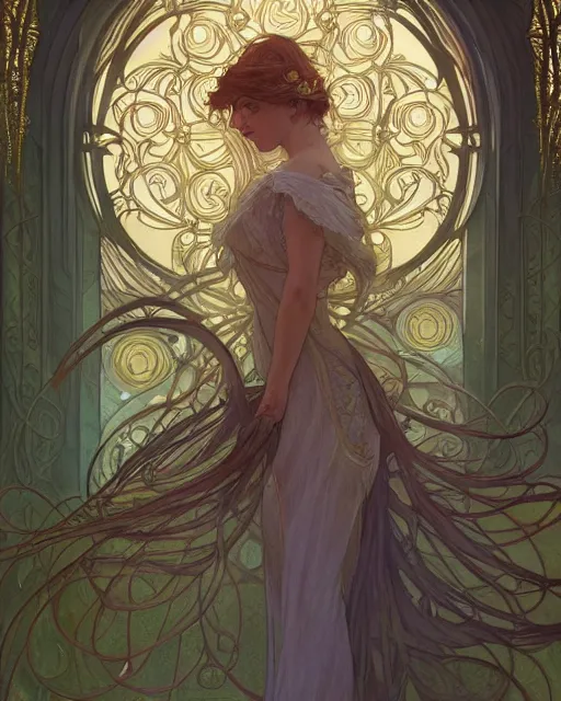 Prompt: angle, highly detailed, very intricate, art nouveau, gold filigree, romantic storybook fantasy, soft cinematic lighting, award - winning, disney concept art watercolor illustration by mandy jurgens and alphonse mucha and alena aenami, pastel color palette, featured on artstation