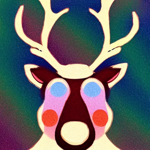 Prompt: Reindeer made out of shadows, rainbow, fursona, furry, back, male furry anthro,