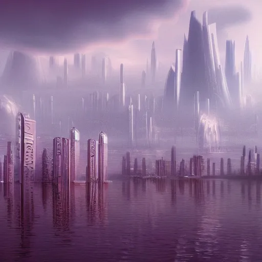 Image similar to utopian futuristic city floating in the clouds