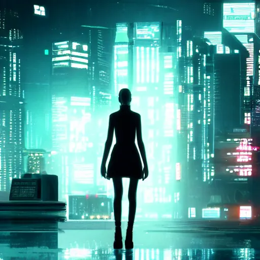 Image similar to cyberpunk girl, by Roger Deakins