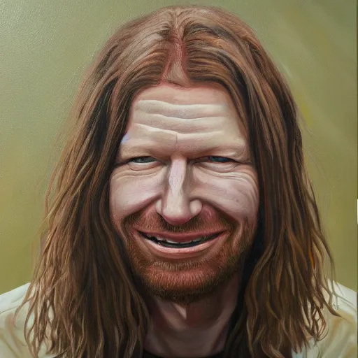 Image similar to aphex twin portrait, oil painting