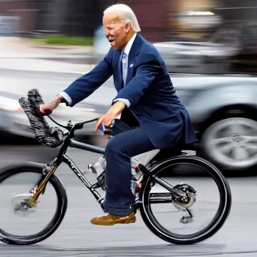 Image similar to ultra realistic photo of joe biden falling off of his bike, film, perfect face, in the style of a candid photo