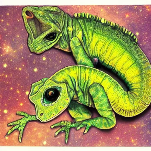 Prompt: a cameleon in space.