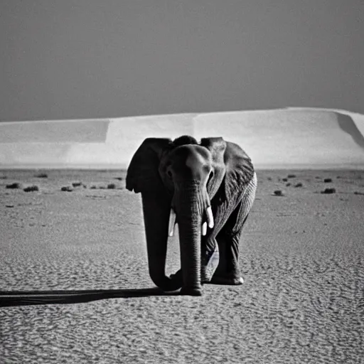 Image similar to photo of elephant on the background of mos eisley on tatooine, 5 0 mm, beautiful photo