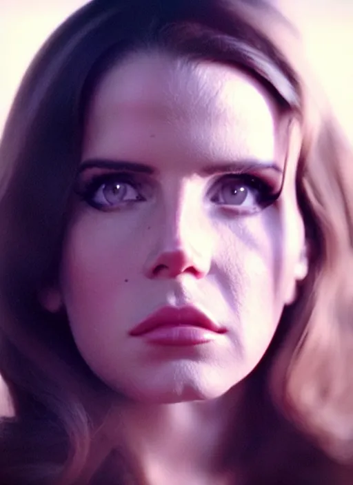 Image similar to movie still of a lana del rey with an alien facehugger on her face, cinematic.