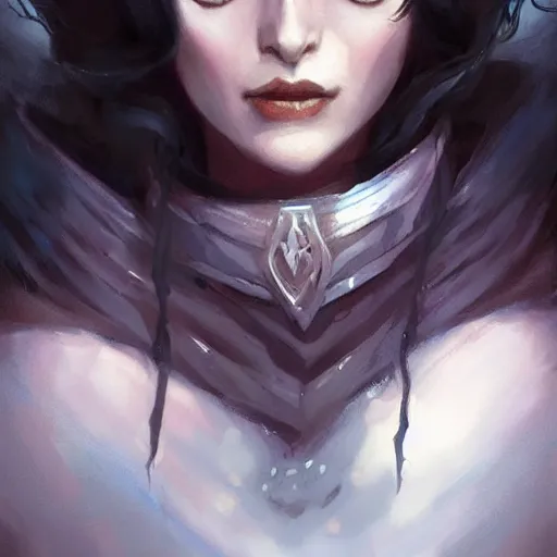 Prompt: grumpy dark haired women, ice mage, dnd character art portrait, matte fantasy painting, deviantart artstation, by jason felix by steve argyle by tyler jacobson by peter mohrbacher, cinema