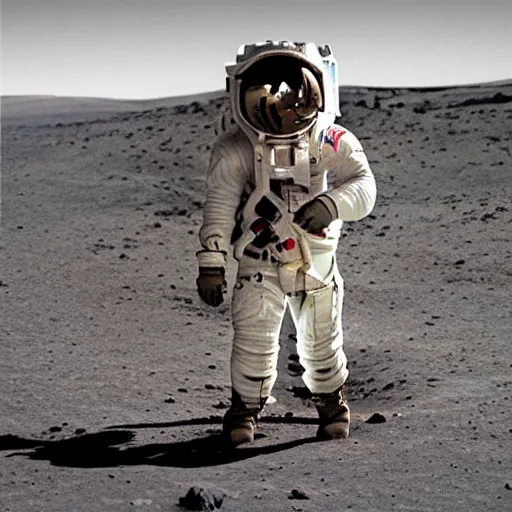 Prompt: photograph of the first man on mars