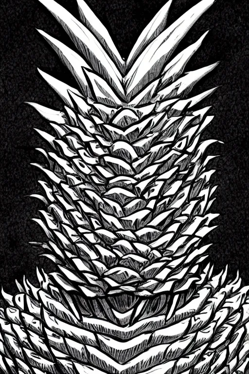 Image similar to pineapple humanoid figure monster wearing pineapple themed armour, symmetrical, highly detailed, digital art, sharp focus, trending on art station, kentaro miura manga art style