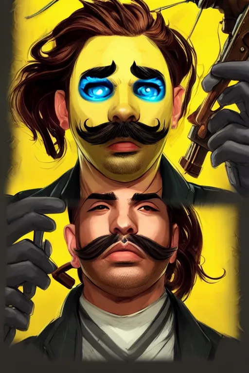 Prompt: gang saints wear yellow bandanas, and some of them have thick mustaches, concept art, pop art style, dynamic comparison, proportional, bioshock art style, gta chinatowon art style, hyper realistic, face and body features, without duplication noise, complicated, sharp focus, intricate, concept art, art by artgerm, mimmo rottela,