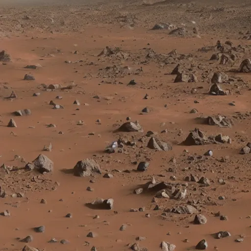 Image similar to a colony of humans living on the surface of planet mars