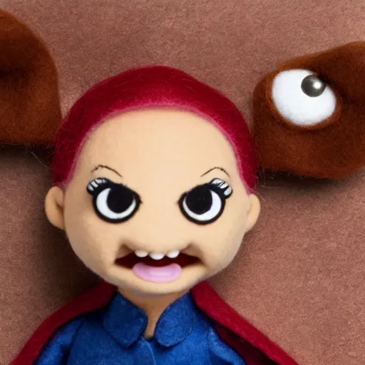 Image similar to buffy the vampire slayer as a muppet. highly detailed felt. hyper real photo. 4 k.