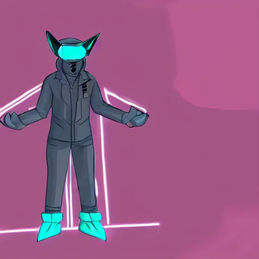 Prompt: furaffinity synthwave themed protogen fursona OC