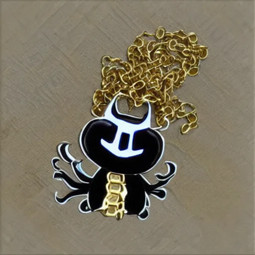 Image similar to hollowknight wearing gold chains