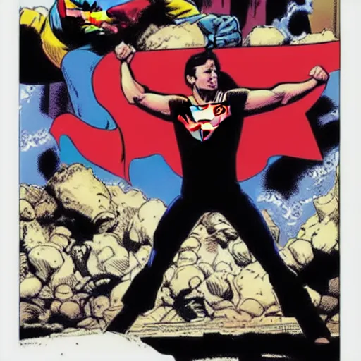 Prompt: “ bruce springsteen as superman, by jack kirby ”