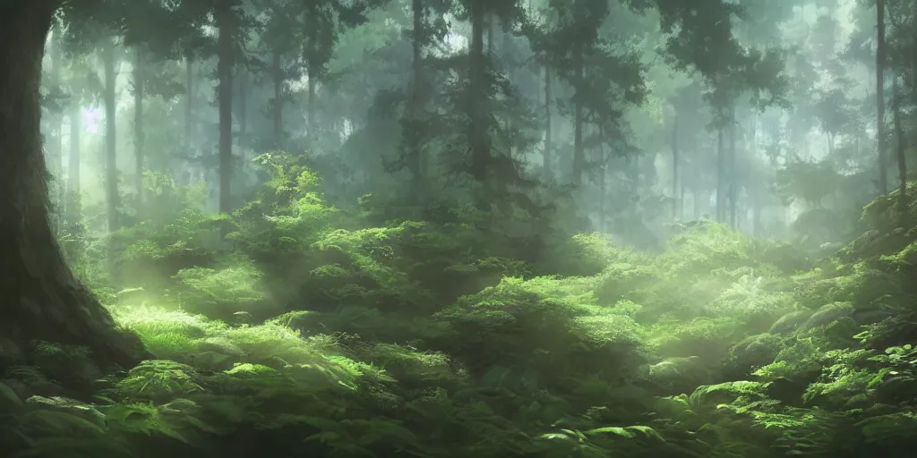 Prompt: a forest, cinematic angle, studio Ghibli, volumetric lighting, breathtaking, beautiful composition, elegant, digital art, detailed, oil painting, hyperrealistic, sharp focus, 8k