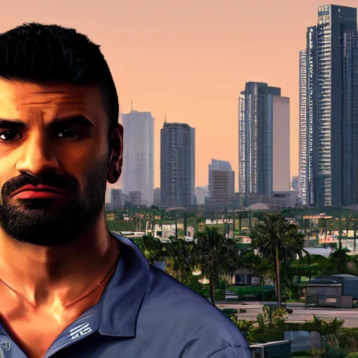 Image similar to !dream hasan as a GTA style character on a loading screen, 4k, high detail, high-resolution photograph, professional photography, ultra-detail