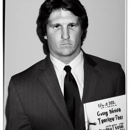 Image similar to black and white, mugshot, tucker carlson, crying like a baby