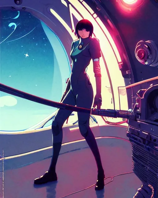 Image similar to spacehip | | audrey plaza, warframe ship, fine detail!! anime!! realistic shaded lighting!! poster by ilya kuvshinov katsuhiro otomo ghost - in - the - shell, magali villeneuve, artgerm, jeremy lipkin and michael garmash and rob rey