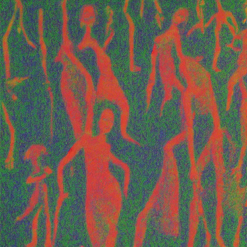 Prompt: a film still of suspiria by dario argento 1 9 7 7 movie, painted by georges seurat, impressionism, pointillism, high quality, detailed, print!