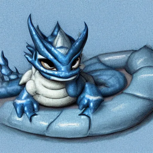 Prompt: A cute little blue dragon, curled up on a dark blue pillow in front of a fireplace in an English manion, illustration, very detailed, digital art, hyperrealistic, ambient occlusion, warm glow, soft shadows, depth of field, reflective scales, trending on artstation, cute