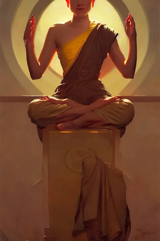 Image similar to buddhism, futurism, painting by greg rutkowski, j. c. leyendecker, artgerm