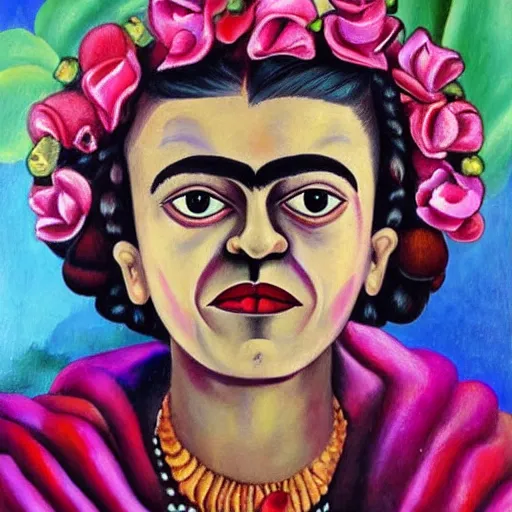 Image similar to friday kahlo painting never seen before vivid