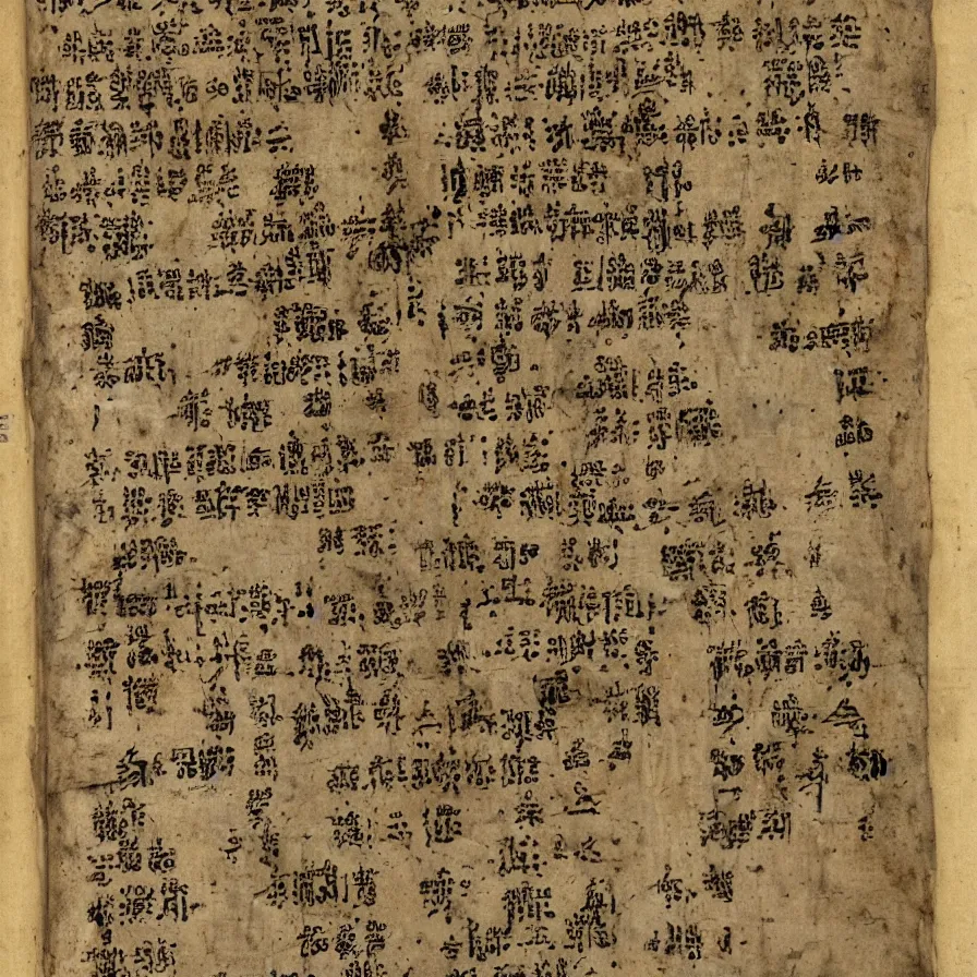 Image similar to page from an ancient book, unknown language, symbols