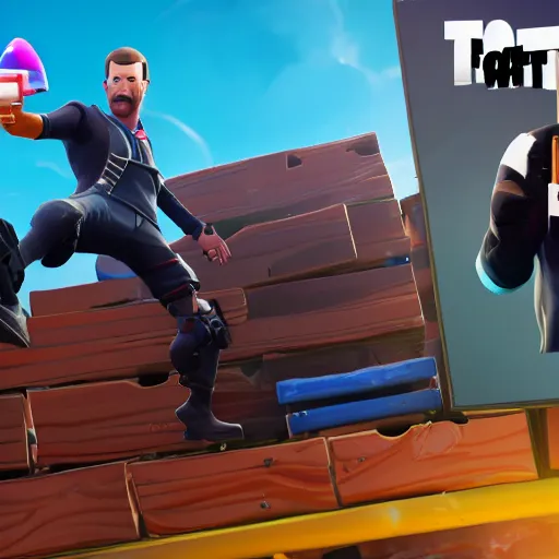 Image similar to macron in the video game fortnite