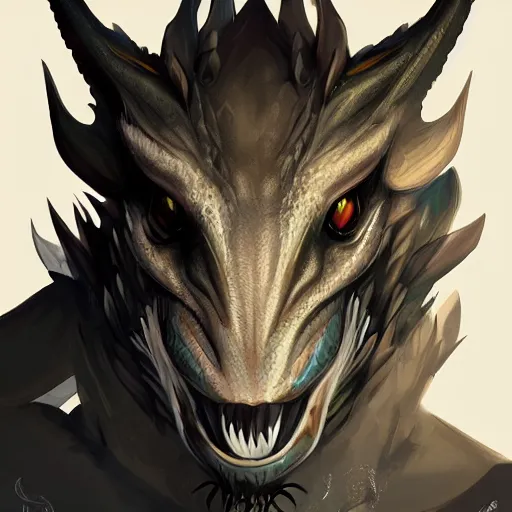 Prompt: Dragon portrait, digital art, artstation