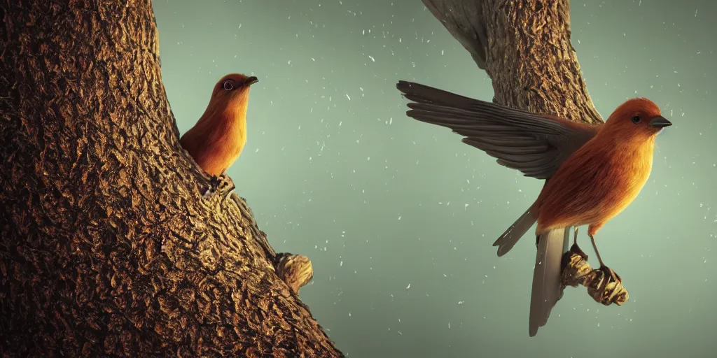 Prompt: a close - up photographic picture of a bird on a tree, photographic filter, unreal engine 5, realistic, hyperdetailed, 8 k, cinematic, volumetric lighting, very realistic effect, hd, hdr, 4 k, sharp focus, octane render, ultra detailed, high resolution, trending on artstation in the style of albert dros glowing rich colors powerful imagery