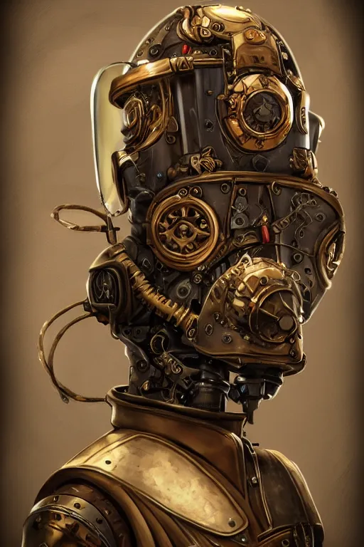 Image similar to steampunk helmet fantasy art mask robot ninja stylized digital illustration sharp focus, elegant intricate digital painting artstation concept art global illumination ray tracing advanced technology chaykin howard and campionpascale and cooke darwyn and davis jack