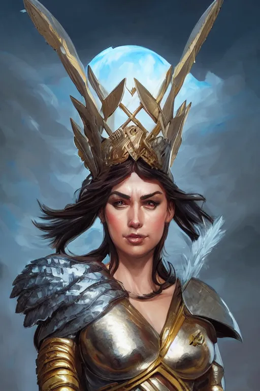 Image similar to amazon valkyrie athena, d & d, fantasy, portrait, highly detailed, headshot, digital painting, trending on artstation, concept art, sharp focus, illustration, art by artgerm and greg rutkowski and magali villeneuve