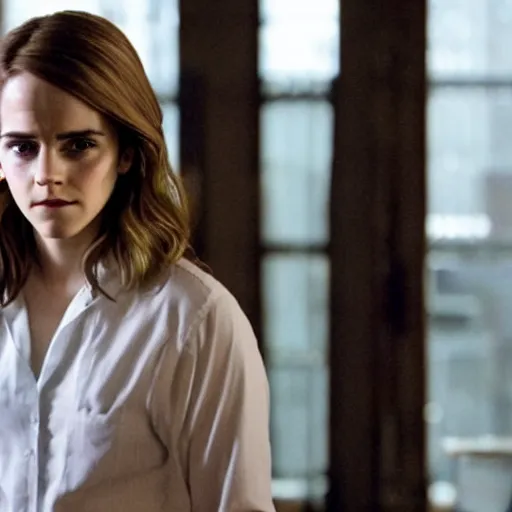 Prompt: Still of Emma Watson on Law & Order: SVU, dramatic, cinematic lighting