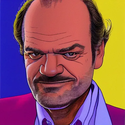 Prompt: kelsey grammer retro minimalist portrait by jean giraud, moebius starwatcher comic, sharp, smooth face, 8 k