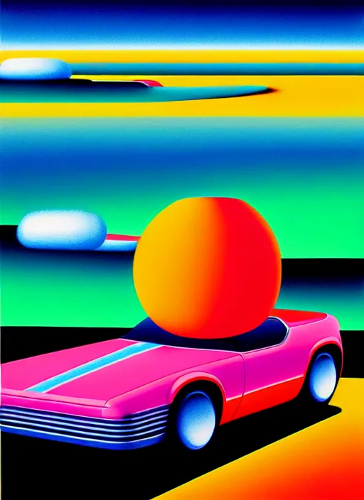 Image similar to drifting car by shusei nagaoka, kaws, david rudnick, airbrush on canvas, pastell colours, cell shaded, 8 k,