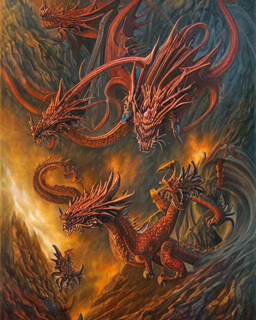 Prompt: Dragon flowers, by Dan Seagrave