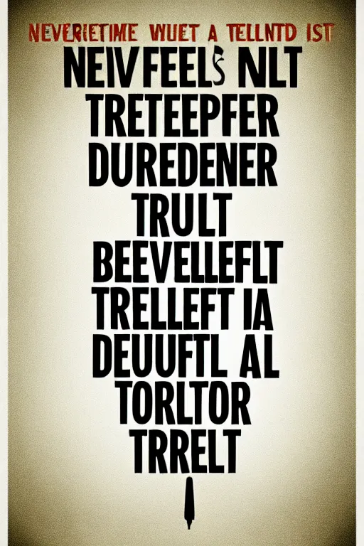 Prompt: inspirational poster saying never trust a developer, beautiful composition