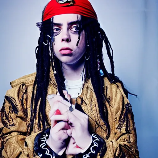 Prompt: billie eilish as an pirate captain