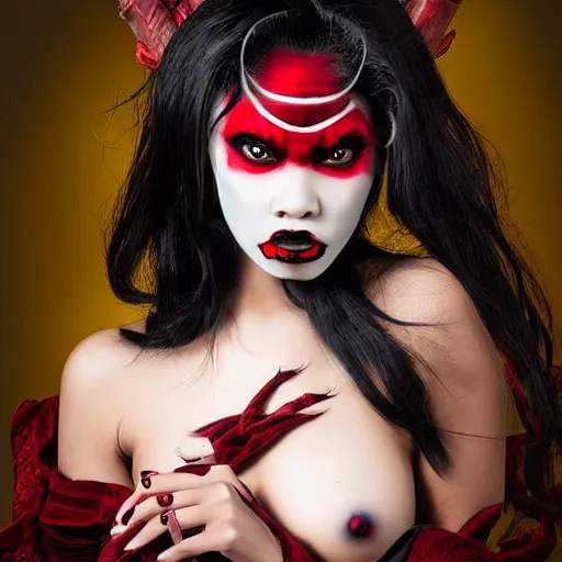 Image similar to asian vampire woman, photograph by peter kemp