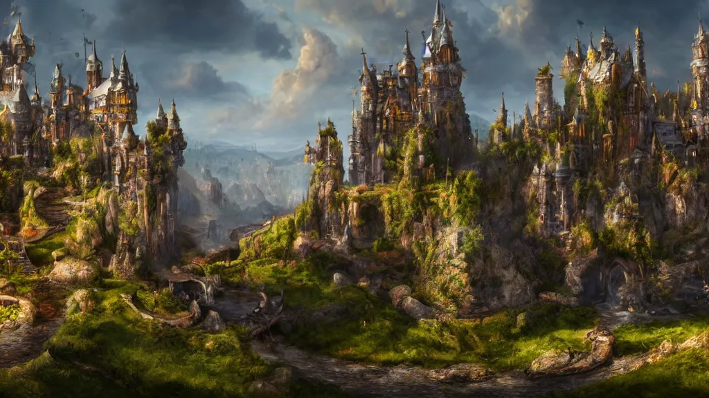 Image similar to fantasy castle, fantasy artwork, very very very beautiful scenery, hd, hdr, ue5, ue6, unreal engine 5, cinematic 4k wallpaper, 8k, ultra detailed, high resolution, artstation, award winning