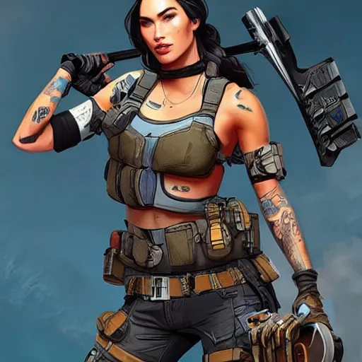 Image similar to Megan Fox as Apex Legends character,