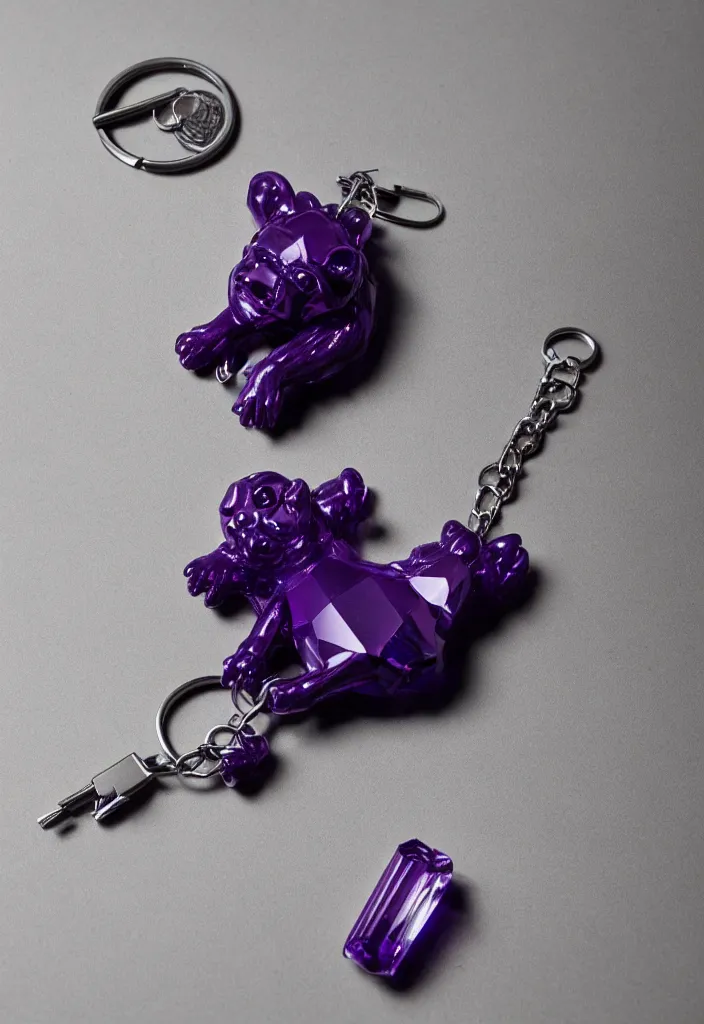 Prompt: a deep purple crystal bear keychain by greg rutkowski, sung choi, mitchell mohrhauser, maciej kuciara, johnson ting, maxim verehin, peter konig, 8 k photorealistic, cinematic lighting, hd, high details, dramatic, atmosphereric, trending on artstation