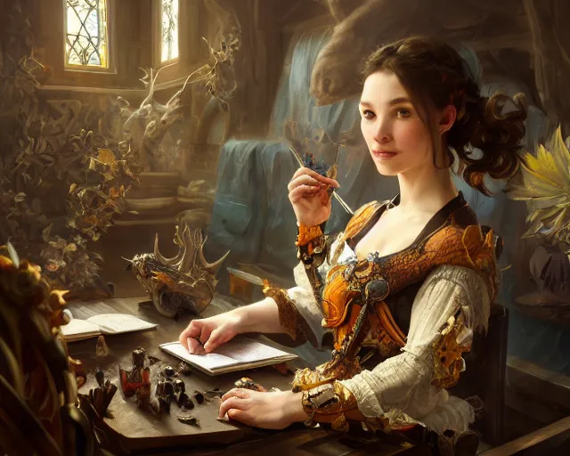 Image similar to photography of jan van kessel the elder, deep focus, d & d, fantasy, intricate, elegant, highly detailed, digital painting, artstation, concept art, matte, sharp focus, illustration, hearthstone, art by artgerm and greg rutkowski and alphonse mucha