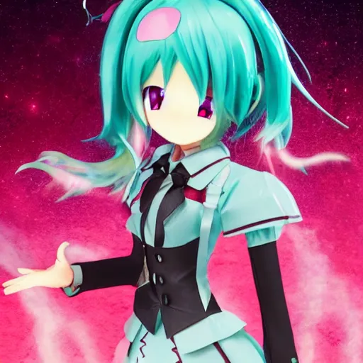 Image similar to Hatsune Miku getting vaporized by a nuclear explosion