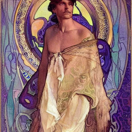 Prompt: lapo lekann painted by alfons mucha