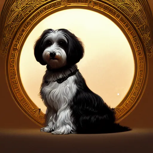 Prompt: beautiful detailed picture of a havanese, radiant light, art nouveau, intricate, elegant, highly detailed, my rendition, digital painting, artstation, concept art, smooth, sharp focus, illustration, art by artgerm and greg rutkowski and alphonse mucha