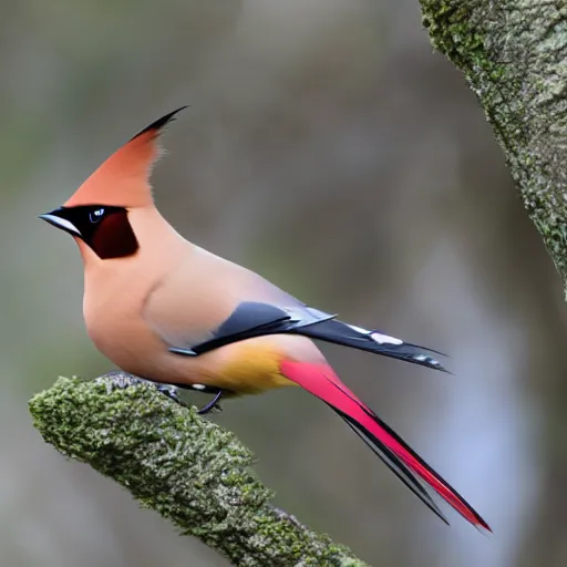 Image similar to ethereal Bohemian Waxwing bird, Bombycilla garrulus