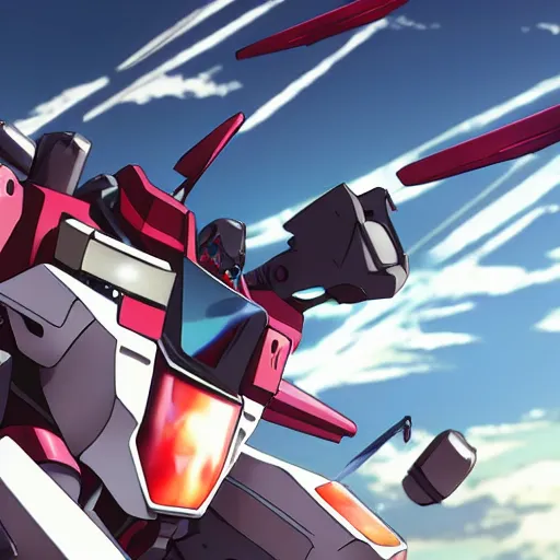 Prompt: girl driving a gundam in battle,anime,highly detailed